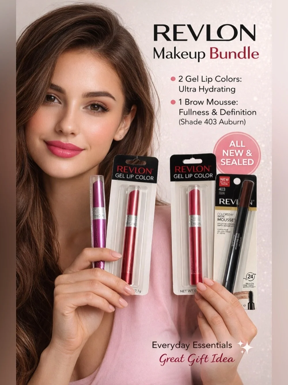 Revlon Makeup Bundle Gel Lip Color + Brow Mousse NEW